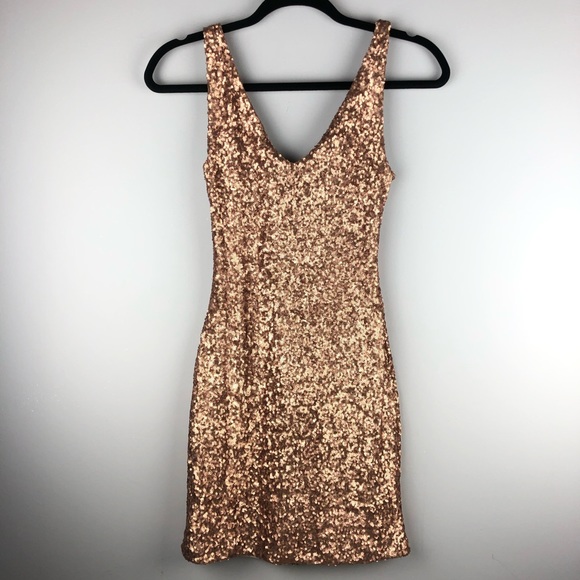 bebe Dresses & Skirts - Bebe Rose Gold Lace Up Dress - Size S